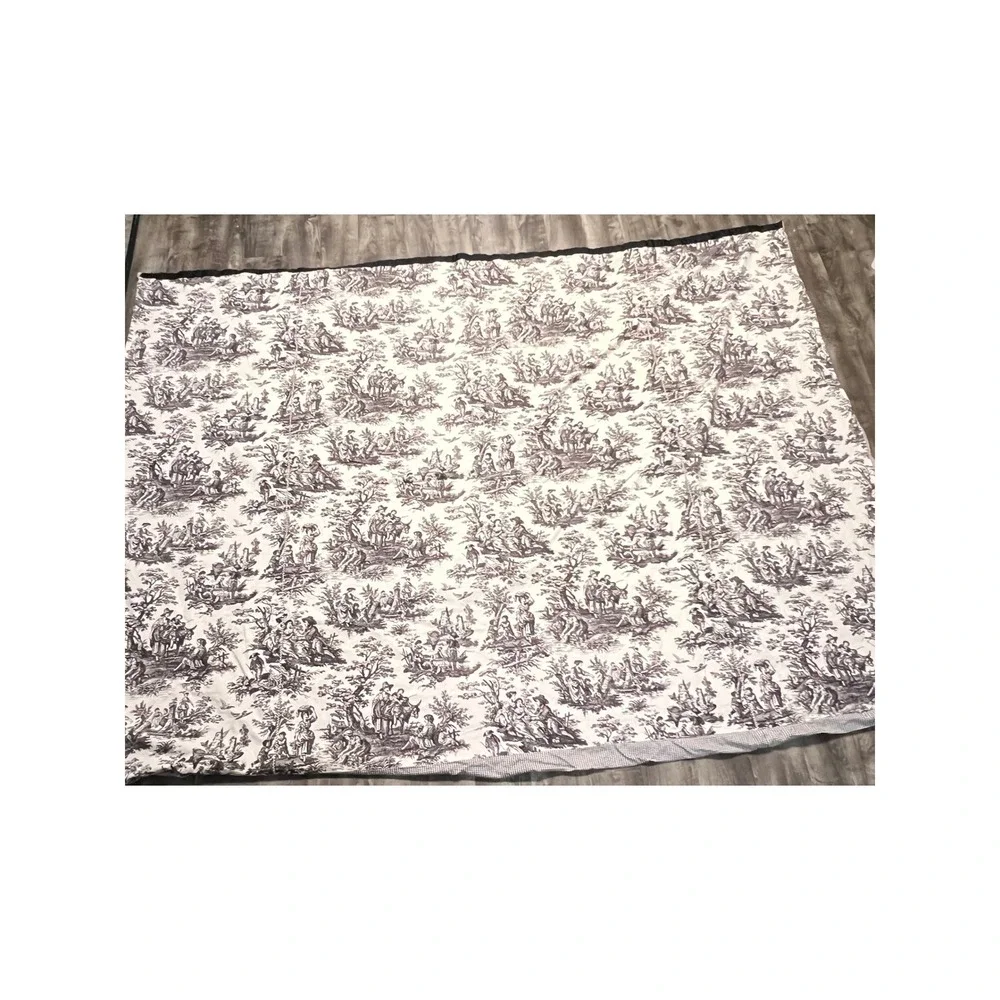 VTG Toile de Jouy Reversible Duvet Cover Black White Houndstooth French Country
